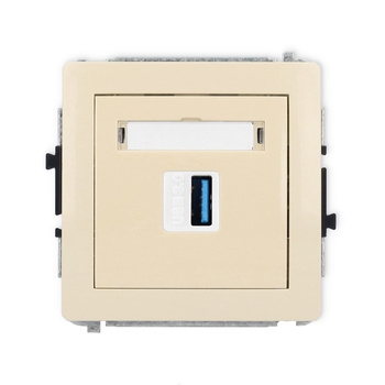 Mechanizm gniazda pojedynczego USB A-A 3.0 Karlik seria DECO 1DGUSB-5 kolor beżowy