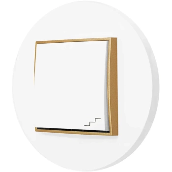 Włącznik schodowy z ramką okrągłą seria MINI kolor biały mat/złoty