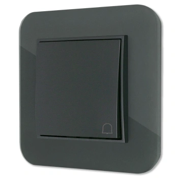 Włącznik dzwonkowy z ramką zaokrągloną efekt szkła seria ICON kolor grafitowy mat