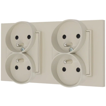 Dwa gniazda podwójne z ramką prostą seria MINI kolor taupe