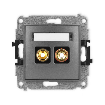 Mechanizm gniazda głośnikowego pojedynczego typu banan - czerwony i czarny, pozłacany, 4 mm2, skręcany Karlik seria ICON 11IGG-4 kolor grafitowy