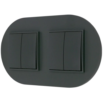 Dwa włączniki podwójne z ramką okrągłą seria MINI kolor grafitowy mat