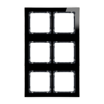 Ramka modułowa 6 krotna 2 poziom, 3 pion - efekt szkła ramka czarna; spód czarny Karlik seria DECO 12-12-DRSM-2x3 kolor czarny