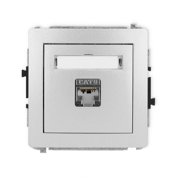 Mechanizm gniazda komputerowego pojedynczego 1xRJ45, kat. 5e, ekranowany, 8-stykowy Karlik seria DECO 7DGK-1e kolor srebrny metalik