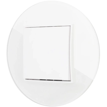 Włącznik pojedynczy z ramką okrągłą efekt szkła seria ICON kolor biały