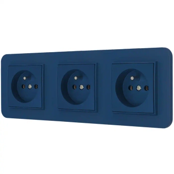 Trzy gniazda pojedyncze z ramką zaokrągloną seria MINI kolor navy blue
