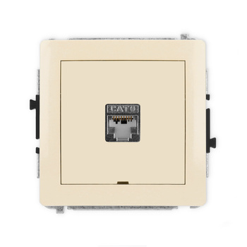 Mechanizm gniazda komputerowego pojedynczego 1xRJ45, kat. 6, ekranowany, 8-stykowy, bez pola opisowego Karlik seria DECO 1DGKBO-5 kolor beżowy
