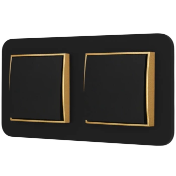 Dwa włączniki pojedyncze z ramką zaokrągloną seria MINI kolor czarny złoty