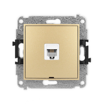 Mechanizm gniazda telefonicznego pojedynczego 1xRJ11, 4-stykowy, beznarzędziowe, bez pola opisowego Karlik seria ICON 29IGTBO-1 kolor złoty