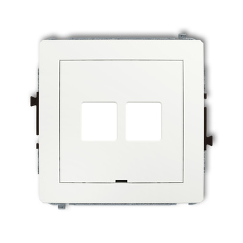 Mechanizm gniazda multimedialnego podwójnego bez modułu, bez pola opisowego standard Keystone Karlik seria DECO 25DGMBO-2P kolor biały mat
