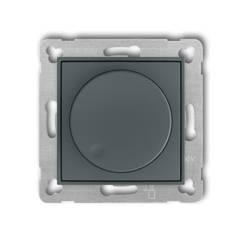 Mechanizm elektronicznego regulatora oświetlenia przyciskowo-obrotowego do współpracy z zasilaczami sterowanymi napięciem 1-10 V Karlik seria ICON 28IRO-3 kolor grafitowy mat