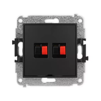 Mechanizm gniazda głośnikowego podwójnego, bez pola opisowego Karlik seria MINI 12MGGBO-2 kolor czarny mat