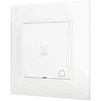 Włącznik dzwonkowy w stylu USA ramka kwadratowa efekt szkła seria ICON kolor biały