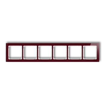 Ramka uniwersalna sześciokrotna - efekt szkła ramka: bordowa; spód: biały Karlik seria DECO 14-0-DRS-6 kolor bordowy