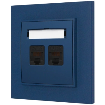 Gniazdo internetowe rj45 2x z ramką kwadratową seria MINI kolor navy blue