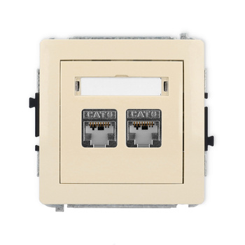 Mechanizm gniazda komputerowego podwójnego 2xRJ45, kat. 6, ekranowany, 8-stykowy Karlik seria DECO 1DGK-6 kolor beżowy