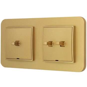 Włącznik pojedynczy i podwójny w stylu USA ramka zaokrąglona seria Mini kolor złoty