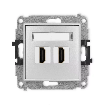 Mechanizm gniazda podwójnego HDMI 2.0, 4K Karlik seria ICON 7IHDMI-4 kolor srebrny metalik