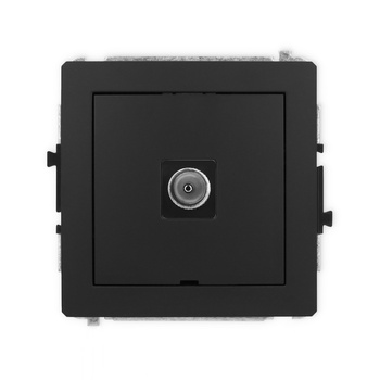 Mechanizm gniazda antenowego pojedynczego TV, bez pola opisowego Karlik seria DECO 12DGTVBO-1 kolor czarny mat