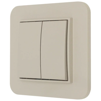 Włącznik podwójny z ramką zaokrągloną seria MINI kolor taupe