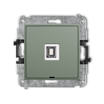 Mechanizm gniazda pojedynczego USB A-B 2.0, bez pola opisowego Karlik seria ICON 61IGUSBBO-3 kolor szałwiowy