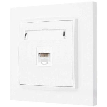 Gniazdo internetowe rj45 1x z ramką prostą seria MINI kolor biały mat