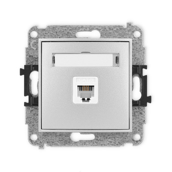 Mechanizm gniazda telefonicznego pojedynczego 1xRJ11, 4-stykowy, beznarzędziowe Karlik seria ICON 7IGT-1 kolor srebrny metalik
