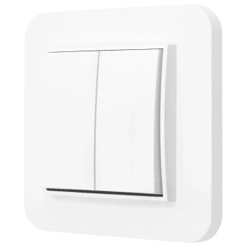 Włącznik podwójny z ramką zaokrągloną seria MINI kolor biały mat