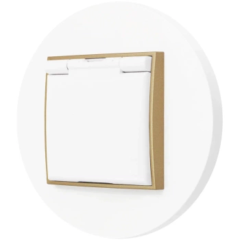 Gniazdo hermetyczne z ramką okrągłą seria MINI kolor biały złoty