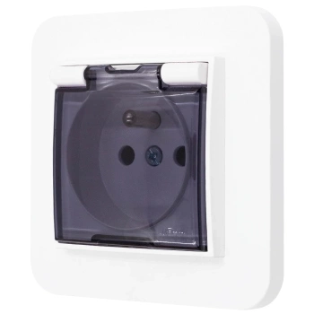 Gniazdo hermetyczne z ramką zaokrągloną seria MINI kolor biały mat