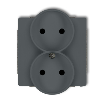 Mechanizm gniazda podwójnego do ramki bez uziemienia 2x2P z przesłonami torów Karlik seria DECO 28DGPR-2p kolor grafitowy mat