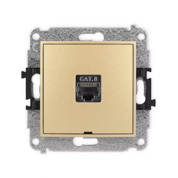Mechanizm gniazda komputerowego pojedynczego 1xRJ45, kat. 8, ekranowany, 8-stykowy, bez pola opisowego Karlik seria ICON 29IGKBO-11 kolor złoty