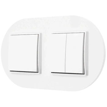 Dwa włączniki pojedynczy i podwójny z ramką okrągłą seria MINI kolor biały mat