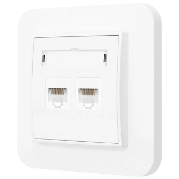 Gniazdo internetowe rj45 2x z ramką zaokrągloną seria MINI kolor biały mat