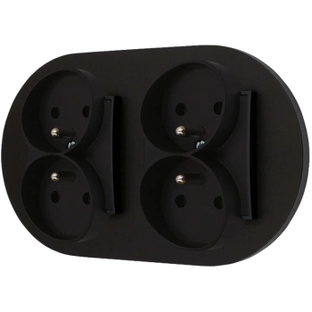 Dwa gniazda podwójne z ramką okrągłą seria MINI kolor czarny mat