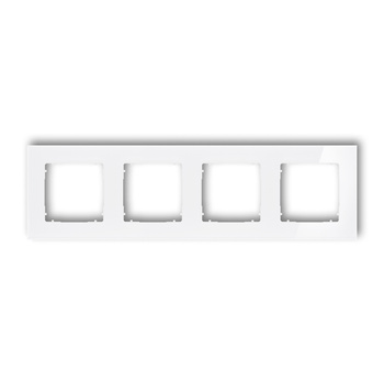 Ramka uniwersalna poczwórna kwadratowa - efekt szkła ramka: biała spód: biały Karlik seria ICON 0-0-IRSK-4 kolor biały