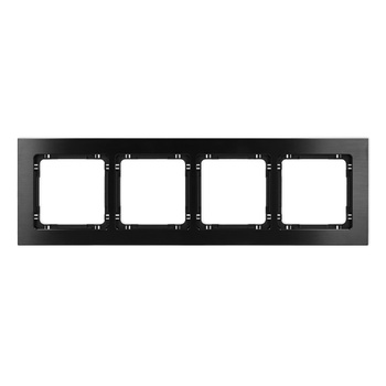 Ramka uniwersalna poczwórna - aluminium szczotkowane ramka: czarna; spód: czarny Karlik seria DECO 12-12-DRA-4 kolor czarny