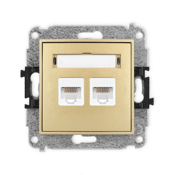Mechanizm gniazda komputerowego podwójnego 2xRJ45, kat. 5e, 8-stykowy Karlik seria ICON 29IGK-2 kolor złoty
