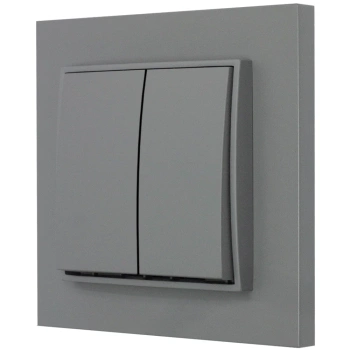 Włącznik podwójny z ramką prostą seria MINI kolor szary mat