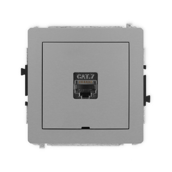 Mechanizm gniazda komputerowego pojedynczego 1xRJ45, kat. 7, ekranowany, 8-stykowy, bez pola opisowego Karlik seria DECO 27DGKBO-9 kolor szary mat
