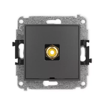 Mechanizm gniazda pojedynczego RCA, bez pola opisowego typu cinch - żółty, pozłacany Karlik seria MINI 28MGRCABO-1 kolor grafitowy mat