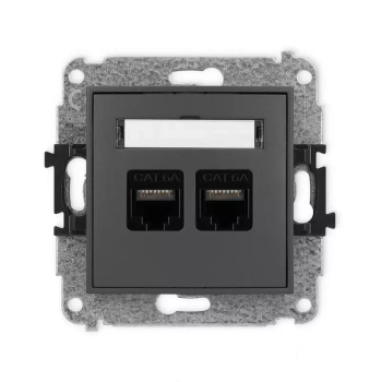 Mechanizm gniazda komputerowego podwójnego 2xRJ45, kat. 6A, 8-stykowy Karlik seria MINI 28MGK-8 kolor grafitowy mat