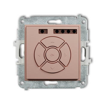 Mechanizm elektronicznego sterownika roletowego przycisk centralny/dodatkowy Karlik seria ICON 62ISR-6 kolor łososiowy