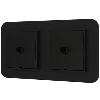 Dwa włączniki pojedyncze w stylu USA ramka zaokrąglona seria Mini kolor czarny mat