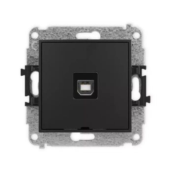 Mechanizm gniazda pojedynczego USB A-B 2.0, bez pola opisowego Karlik seria MINI 12MGUSBBO-3 kolor czarny mat