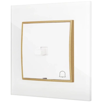 Włącznik dzwonkowy w stylu USA ramka kwadratowa efekt szkła seria ICON kolor biały/złoty