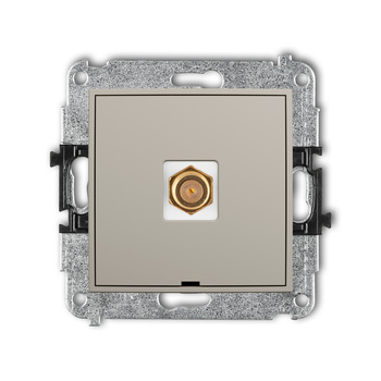 Mechanizm gniazda antenowego pojedynczego typu F SAT pozłacany, bez pola opisowego Karlik seria MINI 60MGFBO-1.1 kolor taupe