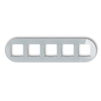 Ramka uniwersalna pięciokrotna okrągła - efekt szkła ramka: szara spód: biały Karlik seria ICON 15-0-IRSO-5 kolor szary