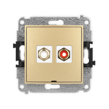Mechanizm gniazda podwójnego RCA, bez pola opisowego typu cinch - biały i czerwony, pozłacany Karlik seria ICON 29IGRCABO-2 kolor złoty