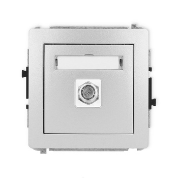 Mechanizm gniazda antenowego pojedynczego typu F SAT niklowany Karlik seria DECO 7DGF-1 kolor srebrny metalik